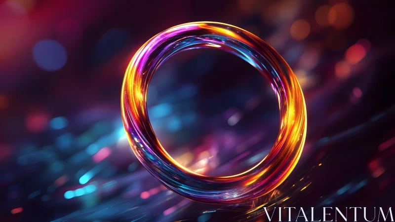 Vibrant Neon Ring in Futuristic Abstract Digital Art Style.