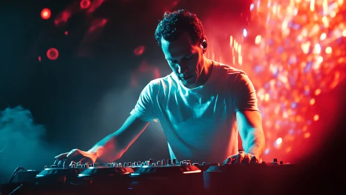 Neon pulse conductor spinning nightbeats in vivid color.