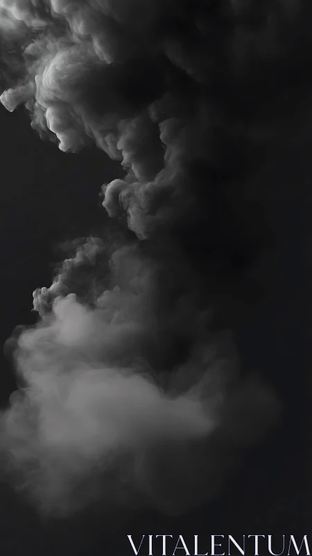 Volumetric dark smoke column rendered with dramatic contrast