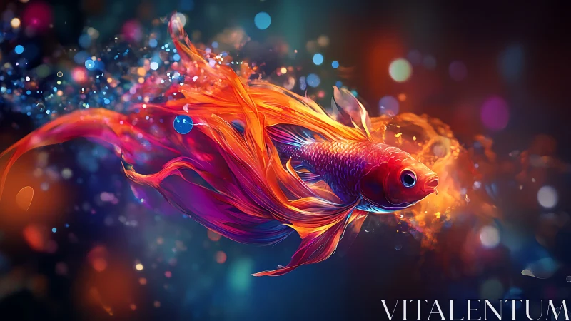 Digital rendering depicts a stylized betta fish in motion