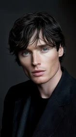 Striking male portrait under soft studio light in profile.