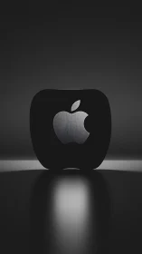 Sculptural Apple Logo rendered as monolithic black geometric form.