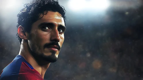 Stadium lights glow around a focused football dreamer.