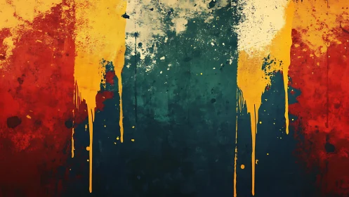 Vertical dripped tricolor abstract with distressed texture.