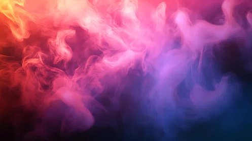 Multicolored wisps of smoke on dark gradient background.