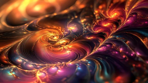 Cosmic ember swirls ignite a luminous fractal dreamscape.