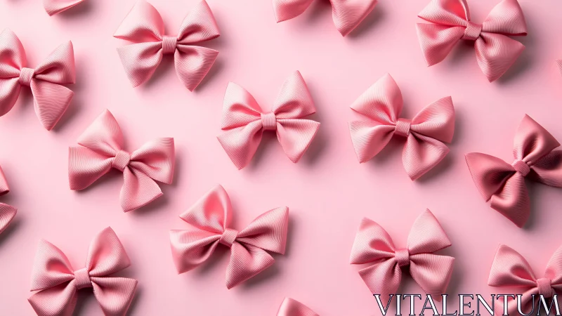 Dimensional Ribbon Bows on Monochromatic Pink Surface with Strategic Shadow Casting
