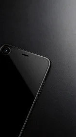 Monolithic smartphone displaying camera module edge geometry against textured dark surface