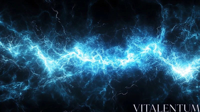 Electric blue energy river glows boldly across the darkness