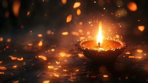 Solitary Flame: A Luminous Spirit's Journey Through Golden Darkness.