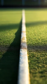 Golden morning light along a calm sports field line.