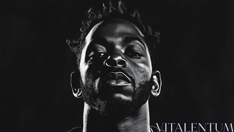 Monochrome portrait emphasizes defiant upward gaze and grit.