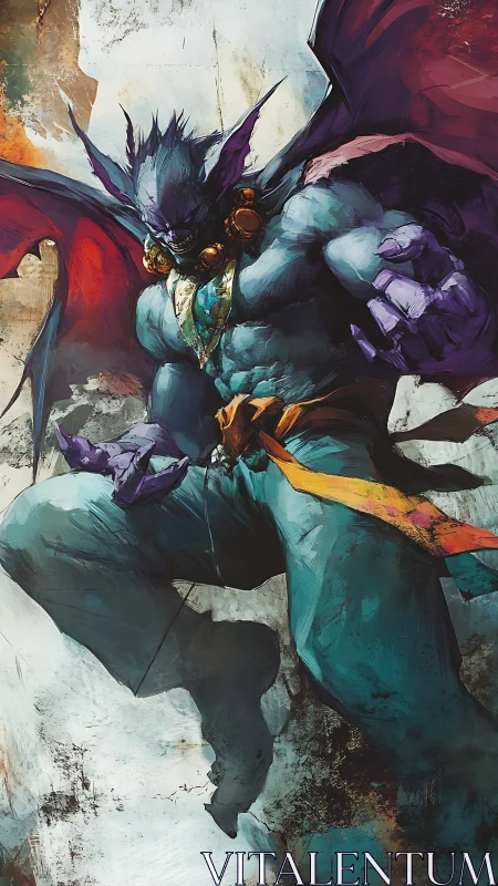 Winged humanoid creature is rendered in dynamic vertical pose