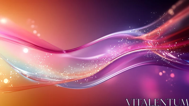 Multicolored light wave bands with particle trails.