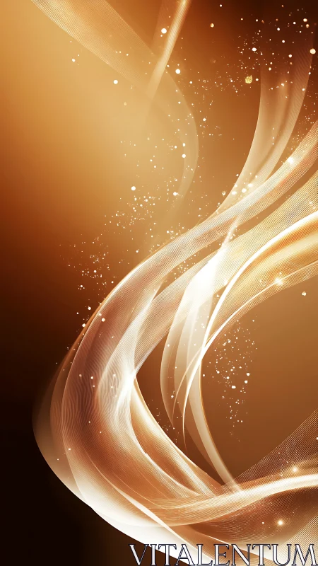 Golden light ribbons swirl over glowing abstract field.