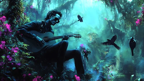 Forest ballad bends light as a lone guitarist charms birds