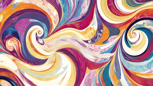 Dynamic marbled vortex composition explores chromatic motion