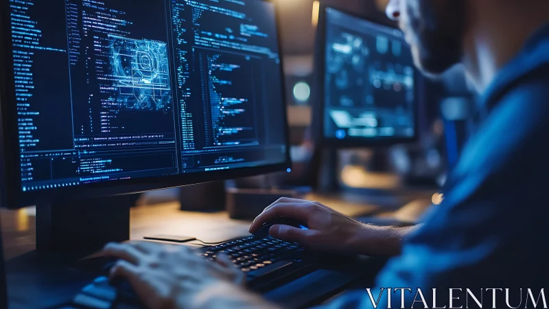Focused programmer shapes clean code in a modern workspace