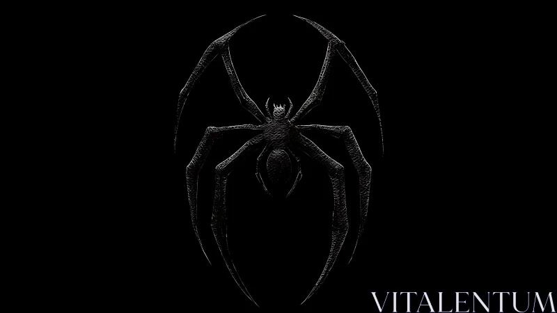 Monochrome spider silhouette with textured chitin detail.