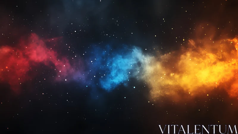 Colorful horizontal nebula band crosses a dark star field