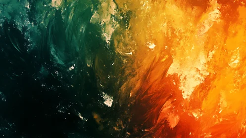 Fiery orange and deep teal brushstrokes meet in joyful motion