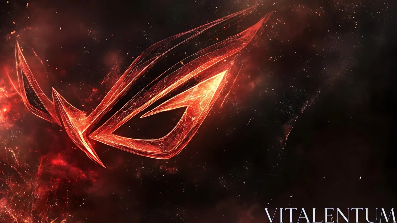 Fiery abstract emblem glows against a dark cosmic backdrop