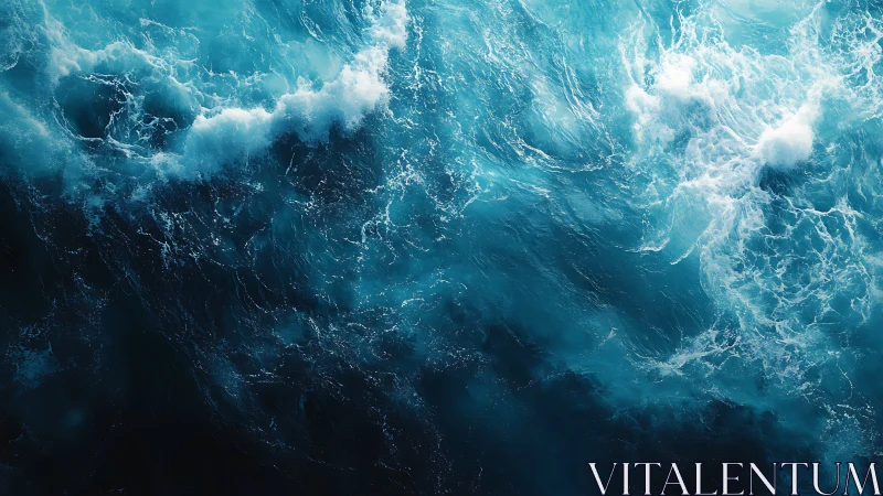 Rolling teal waves in a bright, untamed ocean tapestry.