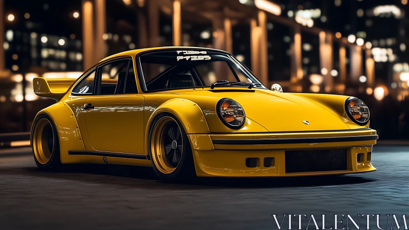 Widebody yellow classic sports car with track-focused aero package