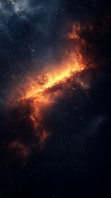 Starlit Firestorm Across a Quiet Midnight Galaxy.