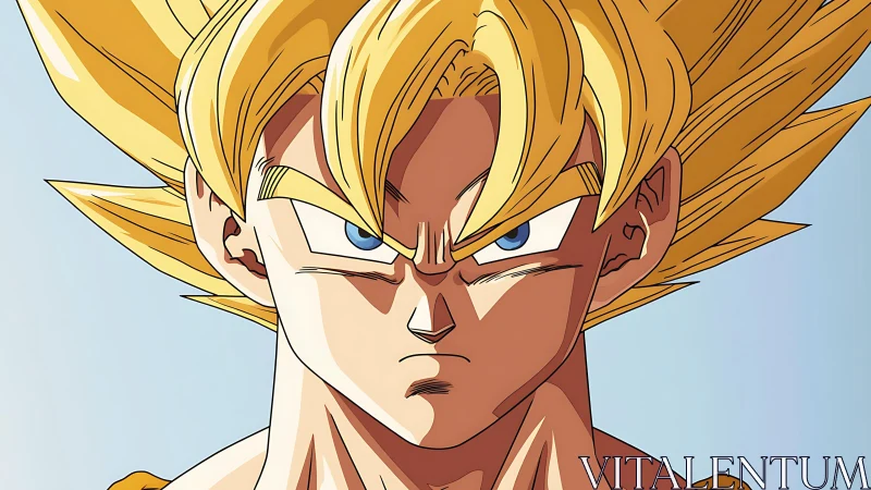 Blazing haired warrior holding steady in bright resolve.