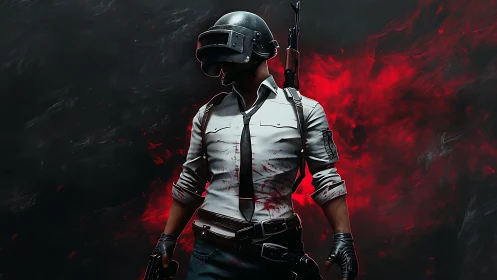 Battle ready survivor stands boldly against red chaos