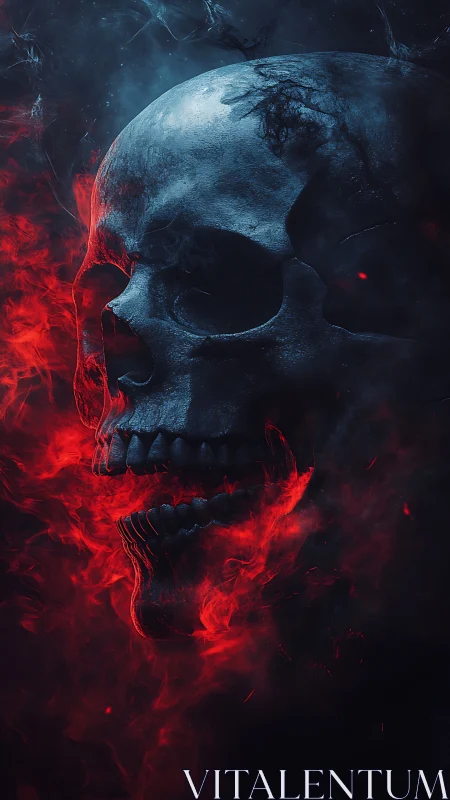 Emberjaw skull drifting through stormborn crimson smoke.