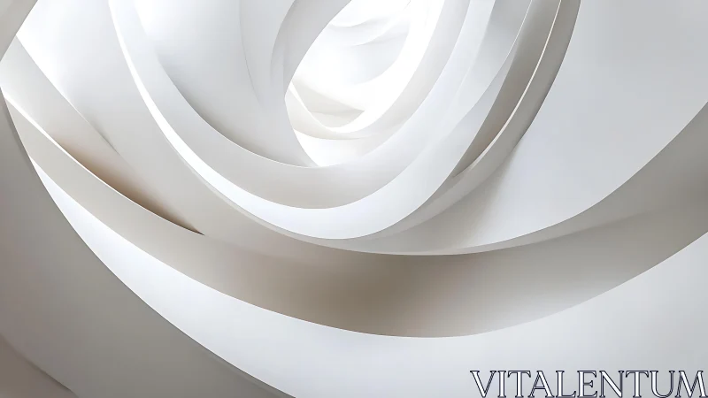 Abstract white spiral architectural structure with modern minimalism.