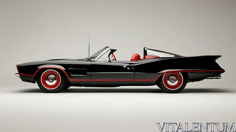 Velvety black roadster sketches a retro-futurist side profile