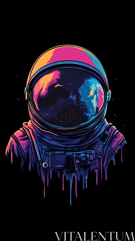Cosmic astronaut helmet reveals a neon painted galaxy within.