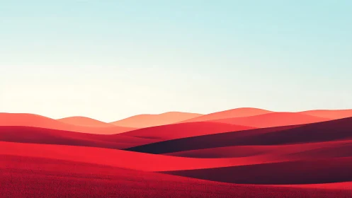 Crimson dunes roll under icy skies in minimalist dreamscape.