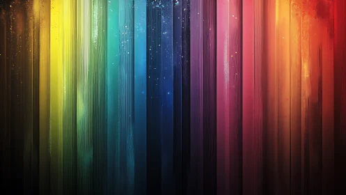 Vertical rainbow symphony streaks across a glowing horizon.