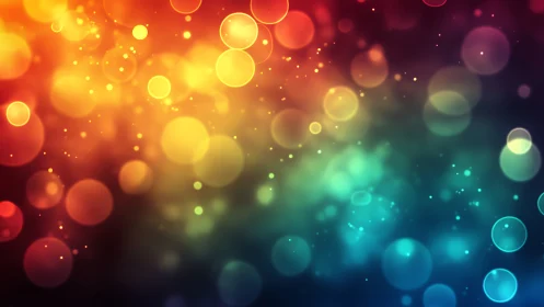 Multicolor bokeh circles on dark gradient background.