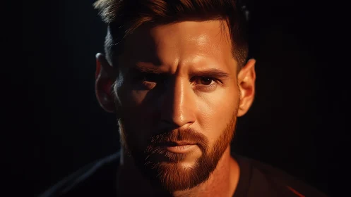 Cinematic low key male portrait with directional rim lighting.