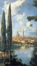 Cypress guardians mirror a sleepy river city&rsquo;s sunlit hush.