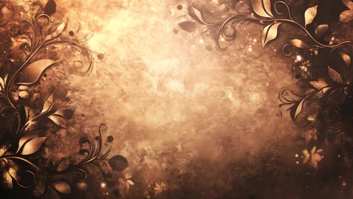 Ornate bronze floral scrolls on textured glowing backdrop.
