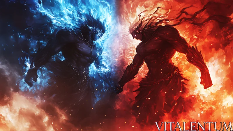 Elemental titans clash in blazing fire and searing ice storm