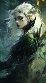 Sylvan elf portrait merges foliage armor with ethereal backlight