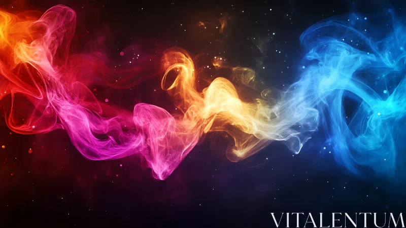 Chromatic plasma stream forming fluid spectral waveform.