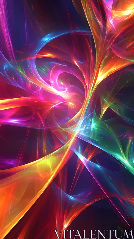 Fractal light vortex with dynamic neon spectral ribbons.