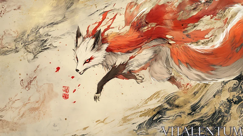 Foxfire comet streaks across painted storm and inked sea