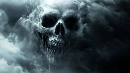 Skullstorm Apparition Drifting Through Thunderous Mist.