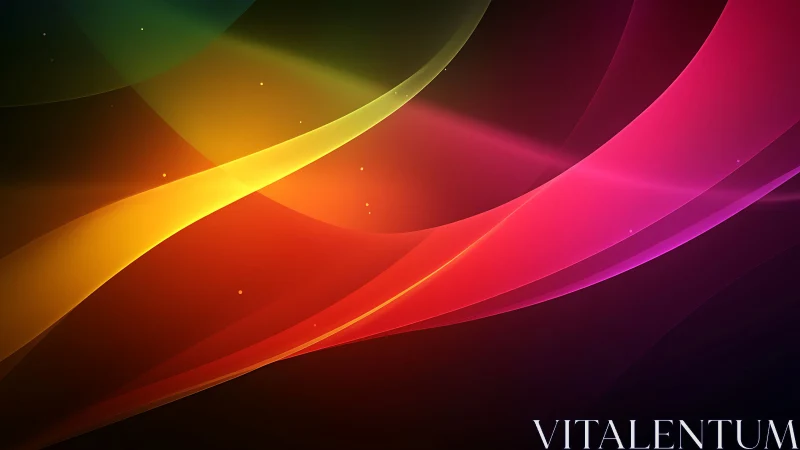 Glowing rainbow ribbons drifting across a cozy night sky.