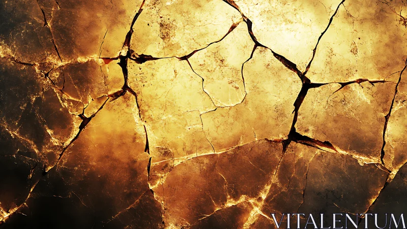 Cracked Earth Texture with Golden Heat Patterns.