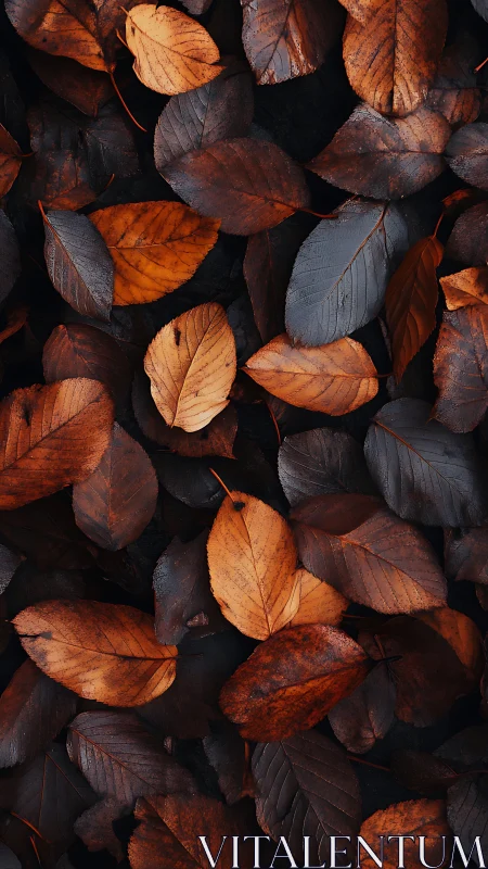 Overlapping brown and orange autumn leaves background.